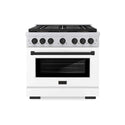 ZLINE Autograph Edition 36 in. 5.2 cu. ft. Paramount Gas Range with 6 Burner DuoPro™ Cooktop and Convection Gas Oven with White Matte Door and Matte Black Accents, Open Box-Good Condition