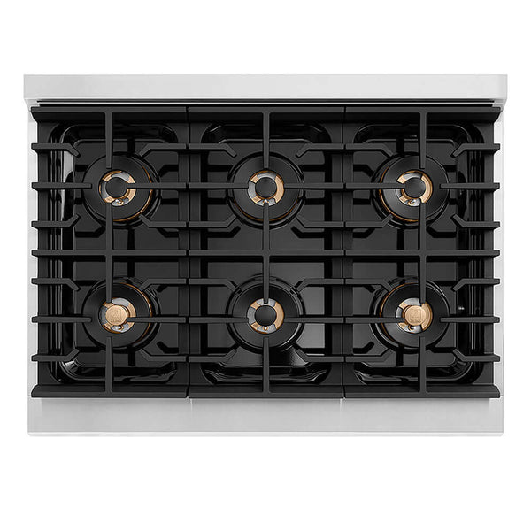 ZLINE Autograph Edition 36 in. 5.2 cu. ft. Paramount Gas Range with 6 Burner DuoPro™ Cooktop and Convection Gas Oven with White Matte Door and Matte Black Accents, Open Box-Good Condition