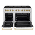 ZLINE Autograph Edition 48 in. 6.7 cu. ft. Paramount Gas Range with 8 Burner DuoPro™ Cooktop and Dual Ovens with White Matte Doors and Champagne Bronze Accents, Open Box-Great Condition