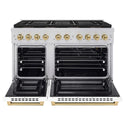 ZLINE Autograph Edition 48 in. 6.7 cu. ft. Paramount Gas Range with 8 Burner DuoPro™ Cooktop and Dual Ovens with White Matte Doors and Champagne Bronze Accents, Open Box-Good Condition