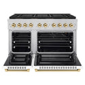 ZLINE Autograph Edition 48 in. 6.7 cu. ft. Paramount Gas Range with 8 Burner DuoPro™ Cooktop and Dual Ovens with White Matte Doors and Polished Gold Accents, Open Box-Great Condition