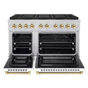 ZLINE Autograph Edition 48 in. 6.7 cu. ft. Paramount Gas Range with 8 Burner DuoPro™ Cooktop and Dual Ovens with White Matte Doors and Polished Gold Accents, Open Box-Good Condition