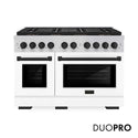 ZLINE Autograph Edition 48 in. 6.7 cu. ft. Paramount Gas Range with 8 Burner DuoPro™ Cooktop and Dual Ovens with White Matte Doors and Matte Black Accents, Open Box-Good Condition