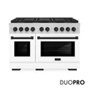 ZLINE Autograph Edition 48 in. 6.7 cu. ft. Paramount Gas Range with 8 Burner DuoPro™ Cooktop and Dual Ovens with White Matte Doors and Matte Black Accents, Open Box-Great Condition