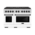 ZLINE Autograph Edition 48 in. 6.7 cu. ft. Paramount Gas Range with 8 Burner DuoPro™ Cooktop and Dual Ovens with White Matte Doors and Matte Black Accents, Open Box-Great Condition