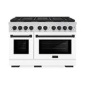 ZLINE Autograph Edition 48 in. 6.7 cu. ft. Paramount Gas Range with 8 Burner DuoPro™ Cooktop and Dual Ovens with White Matte Doors and Matte Black Accents, Open Box-Good Condition
