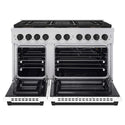 ZLINE Autograph Edition 48 in. 6.7 cu. ft. Paramount Gas Range with 8 Burner DuoPro™ Cooktop and Dual Ovens with White Matte Doors and Matte Black Accents, Open Box-Good Condition