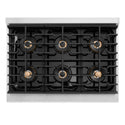 ZLINE Autograph Edition 36 in. 5.2 cu. ft. Paramount Gas Range with 6 Burner DuoPro™ Cooktop and Convection Gas Oven in Stainless Steel with Polished Gold Helix Handle and Accents (PSGRZ-36-KG)