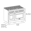 ZLINE Autograph Edition 48 in. 6.7 cu. ft. Paramount Gas Range with 8 Burner DuoPro™ Cooktop and Dual Ovens in Stainless Steel with Polished Gold Helix Handles and Accents (PSGRZ-48-KG)