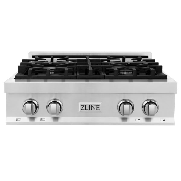 ZLINE 30 in. Classic Gas Rangetop with 4 Burners and Porcelain Cooktop in Stainless Steel, Open Box-Great Condition