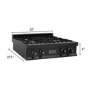 ZLINE 30 in. Legacy Gas Rangetop with 4 Brass Burners and Porcelain Cooktop in Black Stainless Steel, Open Box-Great Condition