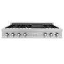 ZLINE 48" Porcelain Gas Stovetop in Fingerprint Resistant Stainless Steel with 7 Gas Burners and Griddle (RTS-GR-48)