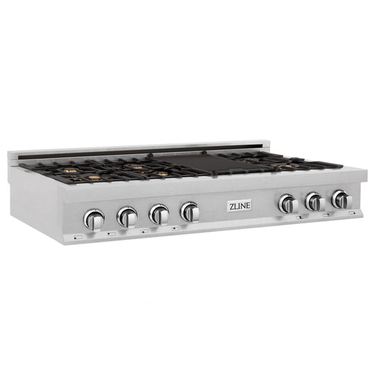 ZLINE 48 in. Legacy Gas Rangetop with 6 Brass Burners and Porcelain Cooktop in Satin Stainless Steel (RTS-BR-48)