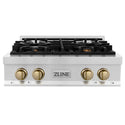 ZLINE 30 In. Autograph Edition Rangetop in Stainless Steel with Champagne Bronze Accents (RTZ-30-CB)