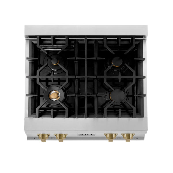 ZLINE 30 In. Autograph Edition Rangetop in Stainless Steel with Champagne Bronze Accents (RTZ-30-CB)