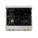 ZLINE Autograph Edition 30 in. Legacy Gas Rangetop with 4 Burners and Porcelain Cooktop in Stainless Steel with Champagne Bronze Accents, Open Box-Great Condition