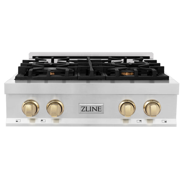 ZLINE 30 In. Autograph Edition Rangetop in Stainless Steel with Gold Accents (RTZ-30-G)