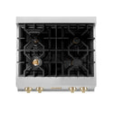 ZLINE Autograph Edition 30 in. Legacy Gas Rangetop with 4 Burners and Porcelain Cooktop in Stainless Steel with Polished Gold Accents, Open Box-Great Condition