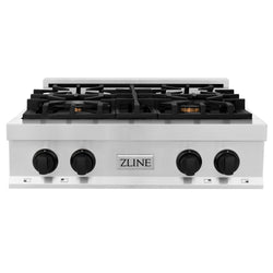 ZLINE 30 In. Autograph Edition Rangetop in Stainless Steel with Matte Black Accents (RTZ-30-MB)