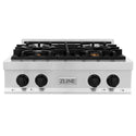 ZLINE Autograph Edition 30 in. Legacy Gas Rangetop with 4 Burners and Porcelain Cooktop in Stainless Steel with Matte Black Accents, Open Box-Good Condition