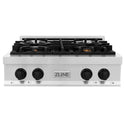 ZLINE Autograph Edition 30 in. Legacy Gas Rangetop with 4 Burners and Porcelain Cooktop in Stainless Steel with Matte Black Accents, Open Box-Great Condition