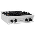 ZLINE Autograph Edition 30 in. Legacy Gas Rangetop with 4 Burners and Porcelain Cooktop in Stainless Steel with Matte Black Accents, Open Box-Good Condition