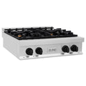 ZLINE Autograph Edition 30 in. Legacy Gas Rangetop with 4 Burners and Porcelain Cooktop in Stainless Steel with Matte Black Accents, Open Box-Great Condition