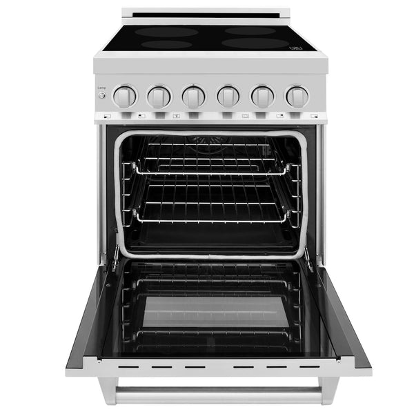 ZLINE 24 in. 2.8 cu. ft. Legacy Induction Range with 4 Element Cooktop and Electric Convection Oven in Stainless Steel, Open Box-Great Condition