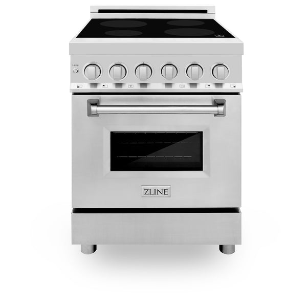 ZLINE 24 in. 2.8 cu. ft. Legacy Induction Range with 4 Element Cooktop and Electric Convection Oven in Stainless Steel, Open Box-Great Condition