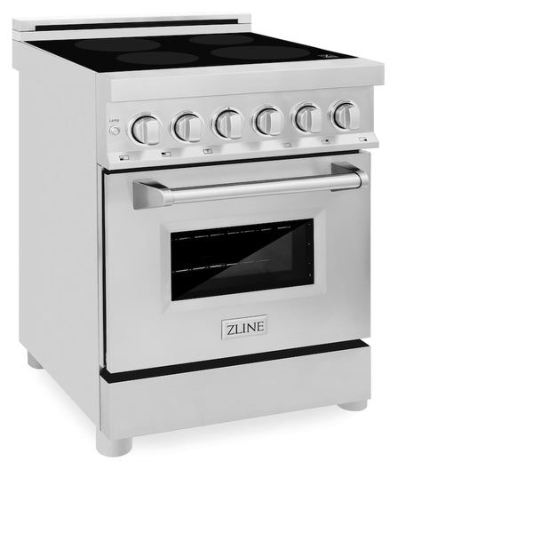 ZLINE 24 in. 2.8 cu. ft. Legacy Induction Range with 4 Element Cooktop and Electric Convection Oven in Stainless Steel, Open Box-Great Condition