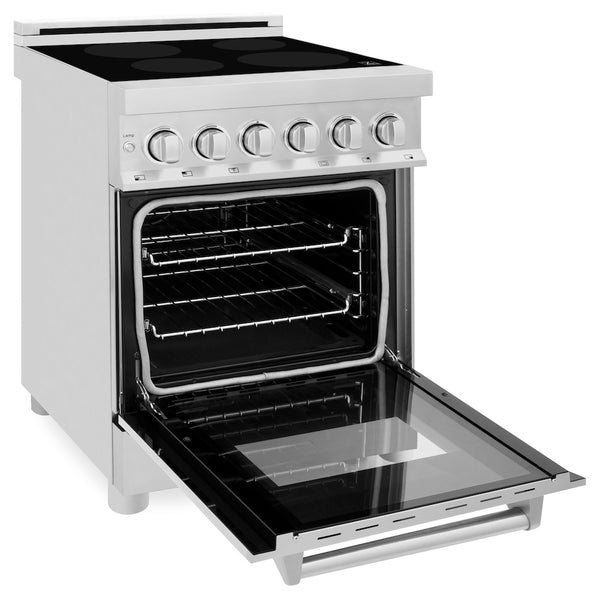 ZLINE 24 in. 2.8 cu. ft. Legacy Induction Range with 4 Element Cooktop and Electric Convection Oven in Stainless Steel, Open Box-Great Condition