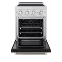 ZLINE 24 in. 3.2 cu. ft. Paramount Induction Range with 3 Element Cooktop and Electric Convection Oven in Stainless Steel with Black Matte Door (SINR-BLM-24)