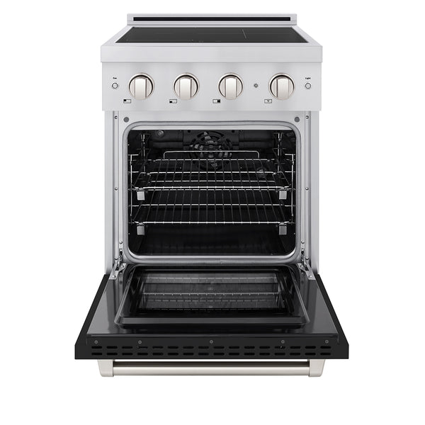 ZLINE 24 in. 3.2 cu. ft. Paramount Induction Range with 3 Element Cooktop and Electric Convection Oven in Stainless Steel with Black Matte Door (SINR-BLM-24)