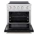 ZLINE 30 in. 4.2 cu. ft. Paramount Induction Range with 4 Element Cooktop and Electric Convection Oven in Stainless Steel with Black Matte Door (SINR-BLM-30)