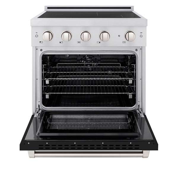 ZLINE 30 in. 4.2 cu. ft. Paramount Induction Range with 4 Element Cooktop and Electric Convection Oven in Stainless Steel with Black Matte Door (SINR-BLM-30)