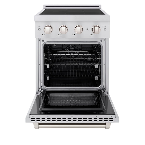 ZLINE 24 in. 3.2 cu. ft. Paramount Induction Range with 3 Element Cooktop and Electric Convection Oven in Stainless Steel, Open Box-Great Condition