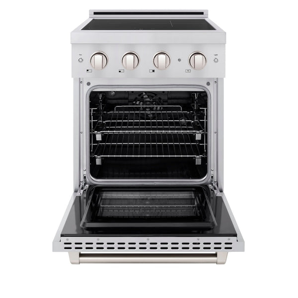 ZLINE 24 in. 3.2 cu. ft. Paramount Induction Range with 3 Element Cooktop and Electric Convection Oven in Stainless Steel, Open Box-Good Condition