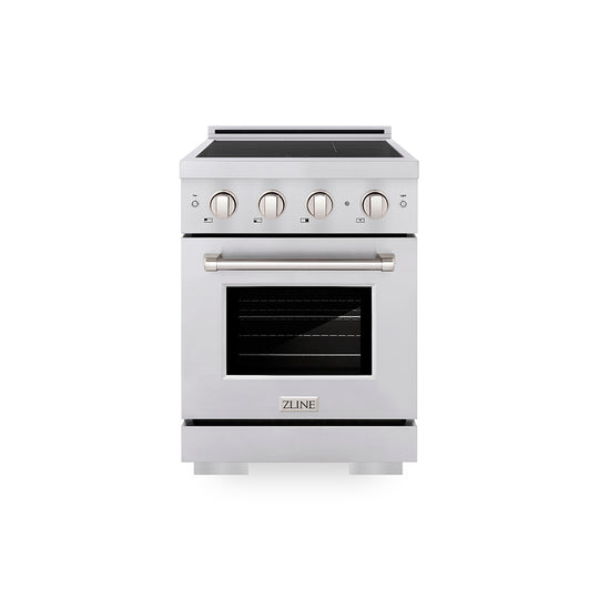 ZLINE 24 in. 3.2 cu. ft. Paramount Induction Range with 3 Element Cooktop and Electric Convection Oven in Stainless Steel, Open Box-Great Condition