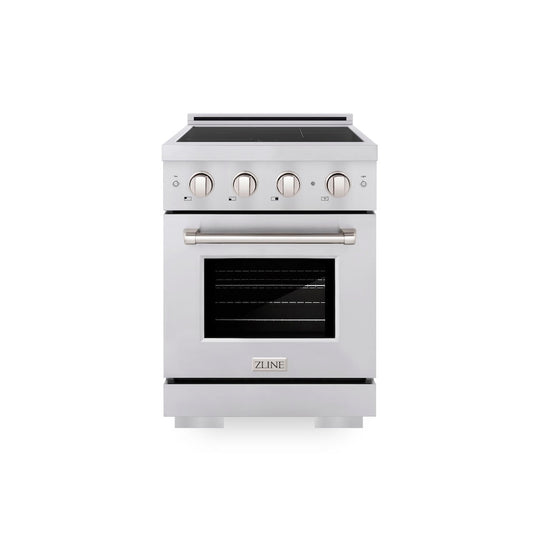 ZLINE 24 in. 3.2 cu. ft. Paramount Induction Range with 3 Element Cooktop and Electric Convection Oven in Stainless Steel, Open Box-Good Condition