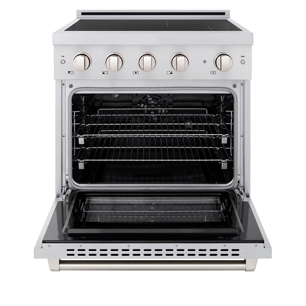 ZLINE 30 in. 4.2 cu. ft. Paramount Induction Range with 4 Element Cooktop and Electric Convection Oven in Stainless Steel, Open Box-Great Condition