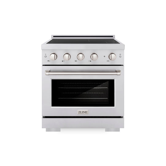ZLINE 30 in. 4.2 cu. ft. Paramount Induction Range with 4 Element Cooktop and Electric Convection Oven in Stainless Steel, Open Box-Great Condition