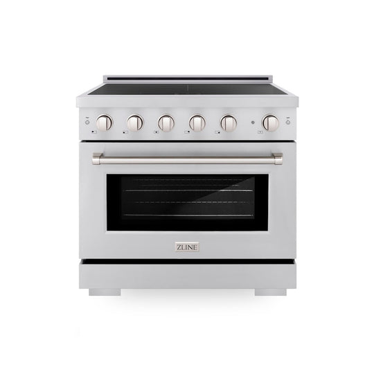 ZLINE 36 in. 5.2 cu. ft. Paramount Induction Range with 5 Element Cooktop and Electric Convection Oven in Stainless Steel, Open Box-Good Condition
