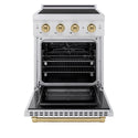 ZLINE Autograph Edition 24 in. 3.2 cu. ft. Paramount Induction Range with 3 Element Cooktop and Electric Convection Oven in Stainless Steel with Champagne Bronze Accents, Open Box-Great Condition