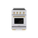 ZLINE Autograph Edition 24 in. 3.2 cu. ft. Paramount Induction Range with 3 Element Cooktop and Electric Convection Oven in Stainless Steel with Champagne Bronze Accents, Open Box-Great Condition