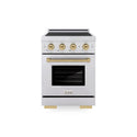 ZLINE Autograph Edition 24 in. 3.2 cu. ft. Paramount Induction Range with 3 Element Cooktop and Electric Convection Oven in Stainless Steel with Champagne Bronze Accents, Open Box-Good Condition