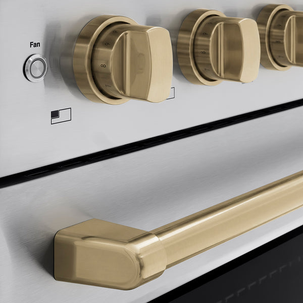 ZLINE Autograph Edition 24 in. 3.2 cu. ft. Paramount Induction Range with 3 Element Cooktop and Electric Convection Oven in Stainless Steel with Champagne Bronze Accents, Open Box-Great Condition