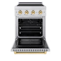 ZLINE Autograph Edition 24 in. 3.2 cu. ft. Paramount Induction Range with 3 Element Cooktop and Electric Convection Oven in Stainless Steel with Polished Gold Accents, Open Box-Great Condition