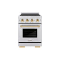 ZLINE Autograph Edition 24 in. 3.2 cu. ft. Paramount Induction Range with 3 Element Cooktop and Electric Convection Oven in Stainless Steel with Polished Gold Accents (SINRZ-24-G)
