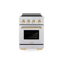 ZLINE Autograph Edition 24 in. 3.2 cu. ft. Paramount Induction Range with 3 Element Cooktop and Electric Convection Oven in Stainless Steel with Polished Gold Accents, Open Box-Great Condition