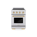 ZLINE Autograph Edition 24 in. 3.2 cu. ft. Paramount Induction Range with 3 Element Cooktop and Electric Convection Oven in Stainless Steel with Polished Gold Accents, Open Box-Good Condition